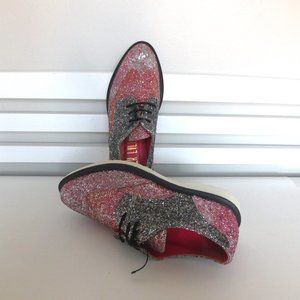 NEW NEVER EVER ITALY GLITTER OXFORD SHOES